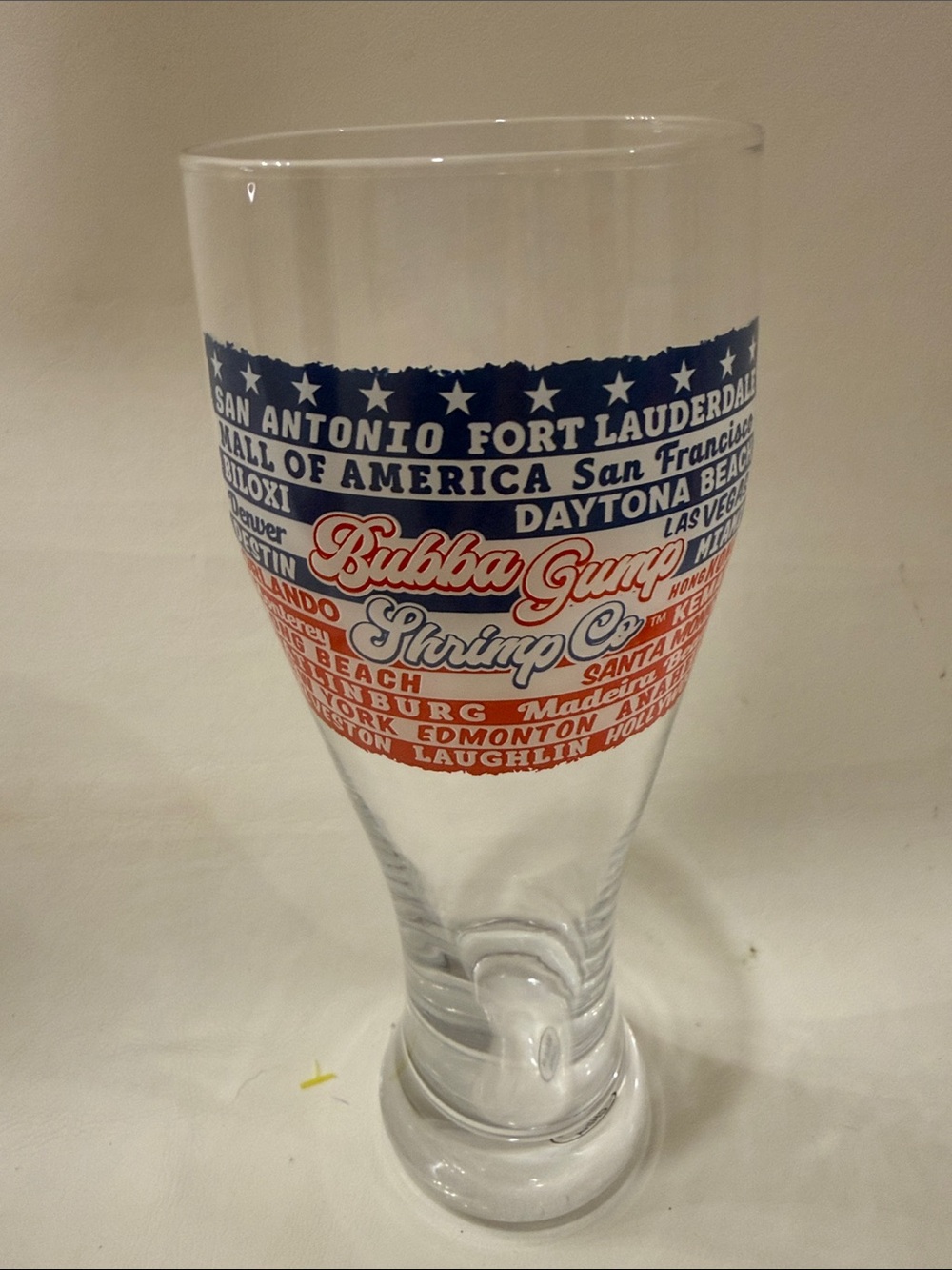 Bubba Gump Shrimp Co Restaurant White Blue Orange 20 Oz Beer Bar Cocktail Glass